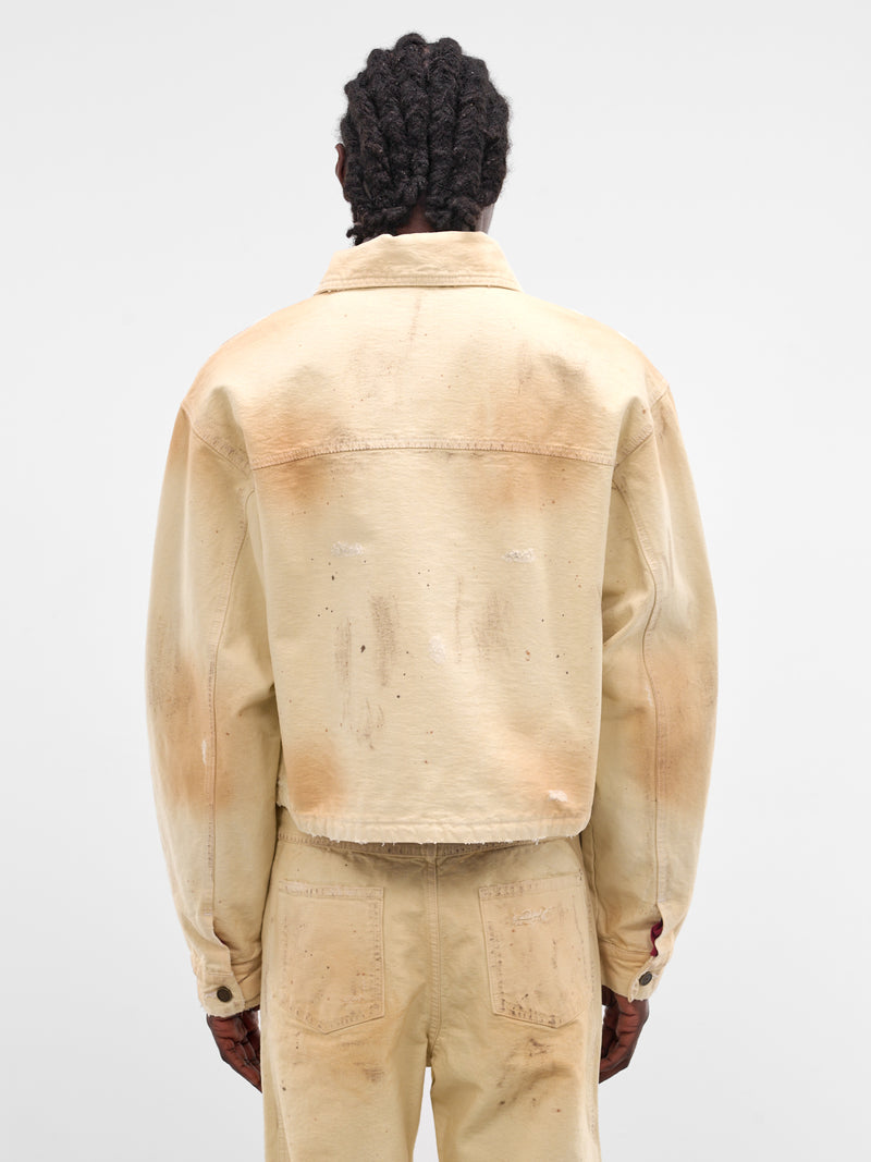 White Distressed X Denim Jacket (SEK-JKT04-WHITE-SS26)