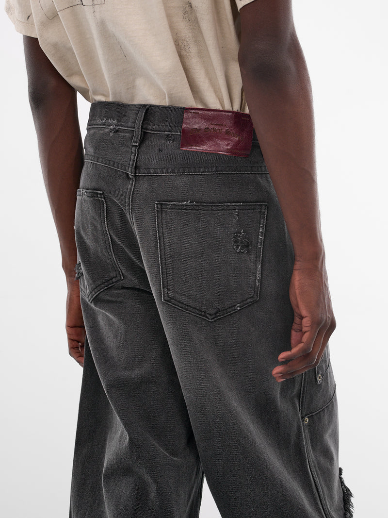 Black Distressed Chopper Carpenter Shorts (SEK-PNT05-VINTAGE-BLACK-SS26)