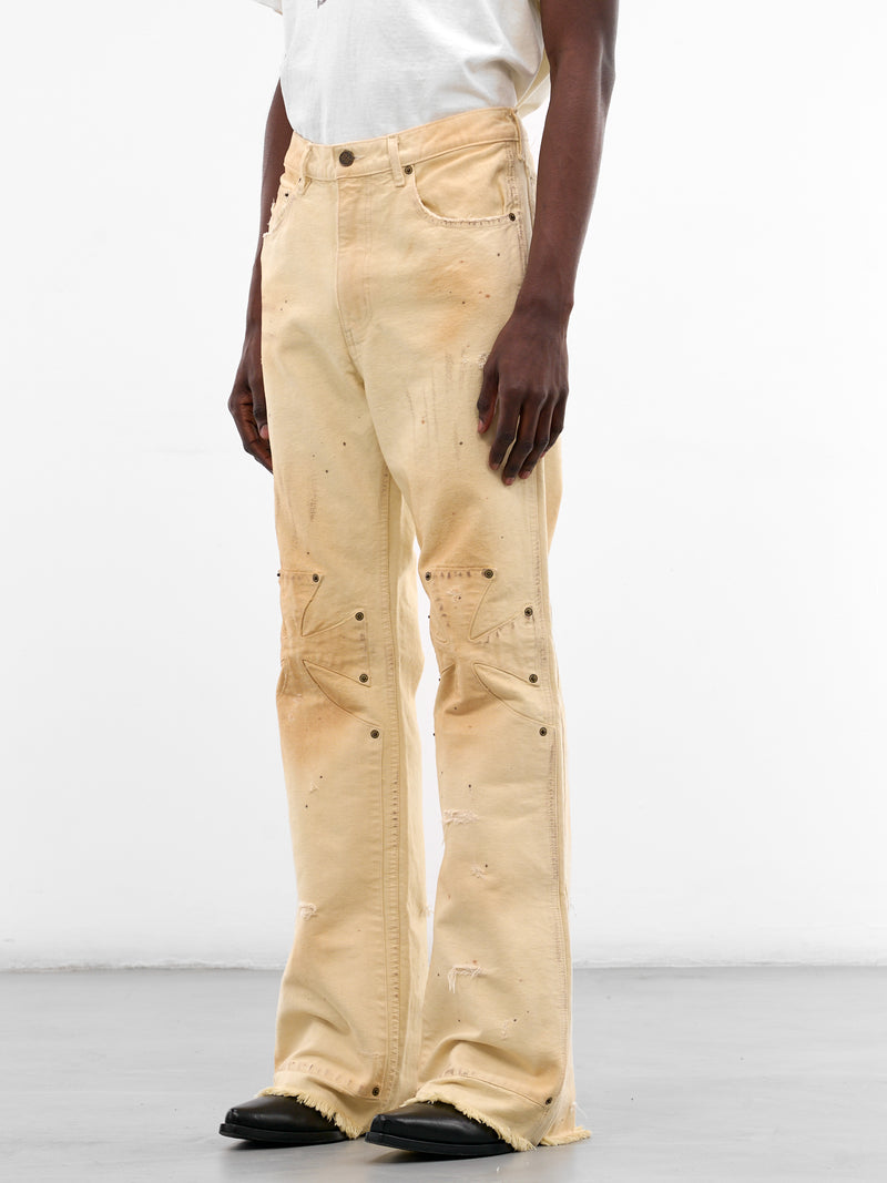 White Distressed Chopper Carpenter Pants (SEK-PNT01-WHITE-SS26)