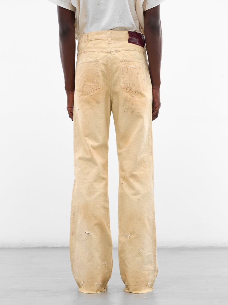 White Distressed Chopper Carpenter Pants (SEK-PNT01-WHITE-SS26)