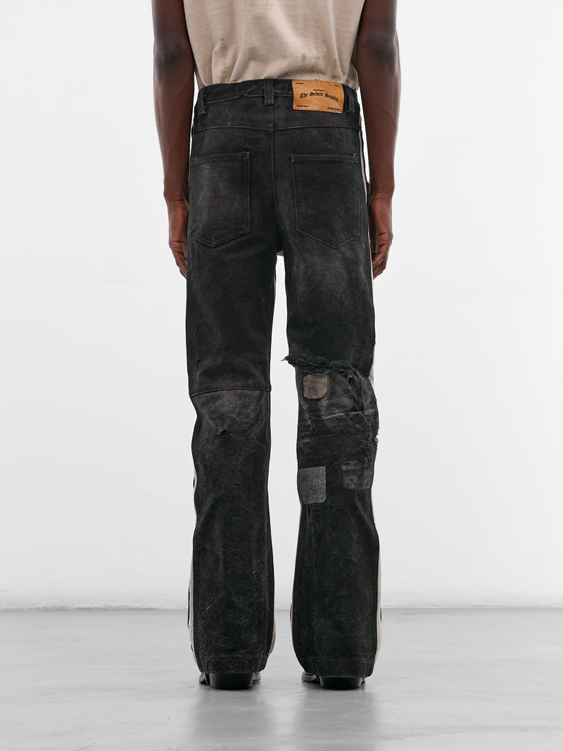Mailbag Patchwork Western Flare Pants (SEK-PNT10-BLACK-MAILBAG-SS26)