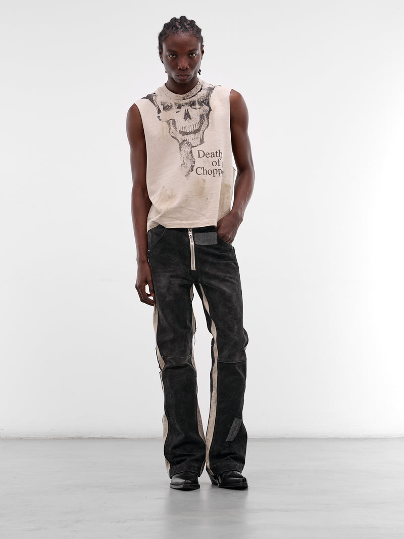 Mailbag Patchwork Western Flare Pants (SEK-PNT10-BLACK-MAILBAG-SS26)