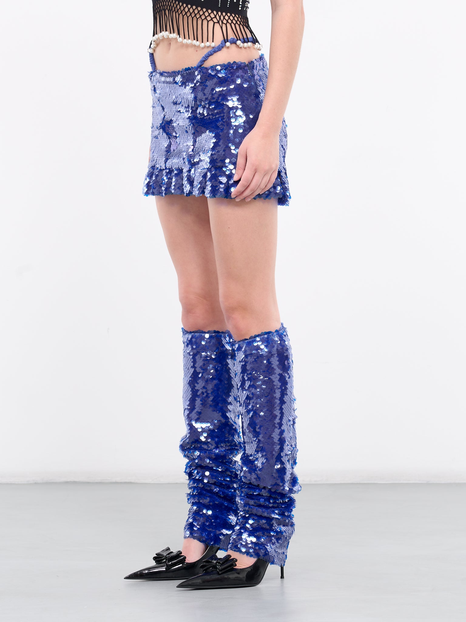 Sequin Ruffle Mini Skirt (SEQUIN-RUFFLE-MINI-BLUE)