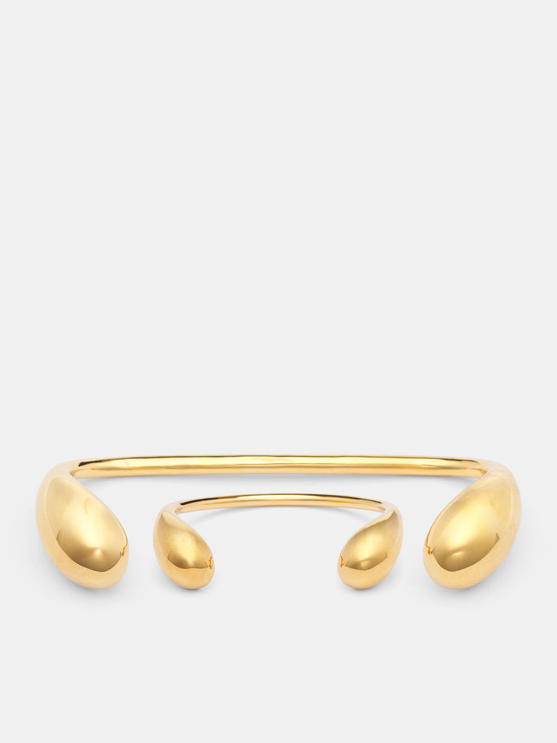 Gold Serti Double Cuff Bracelet (SERTI-BRACELET-SET-GOLD)