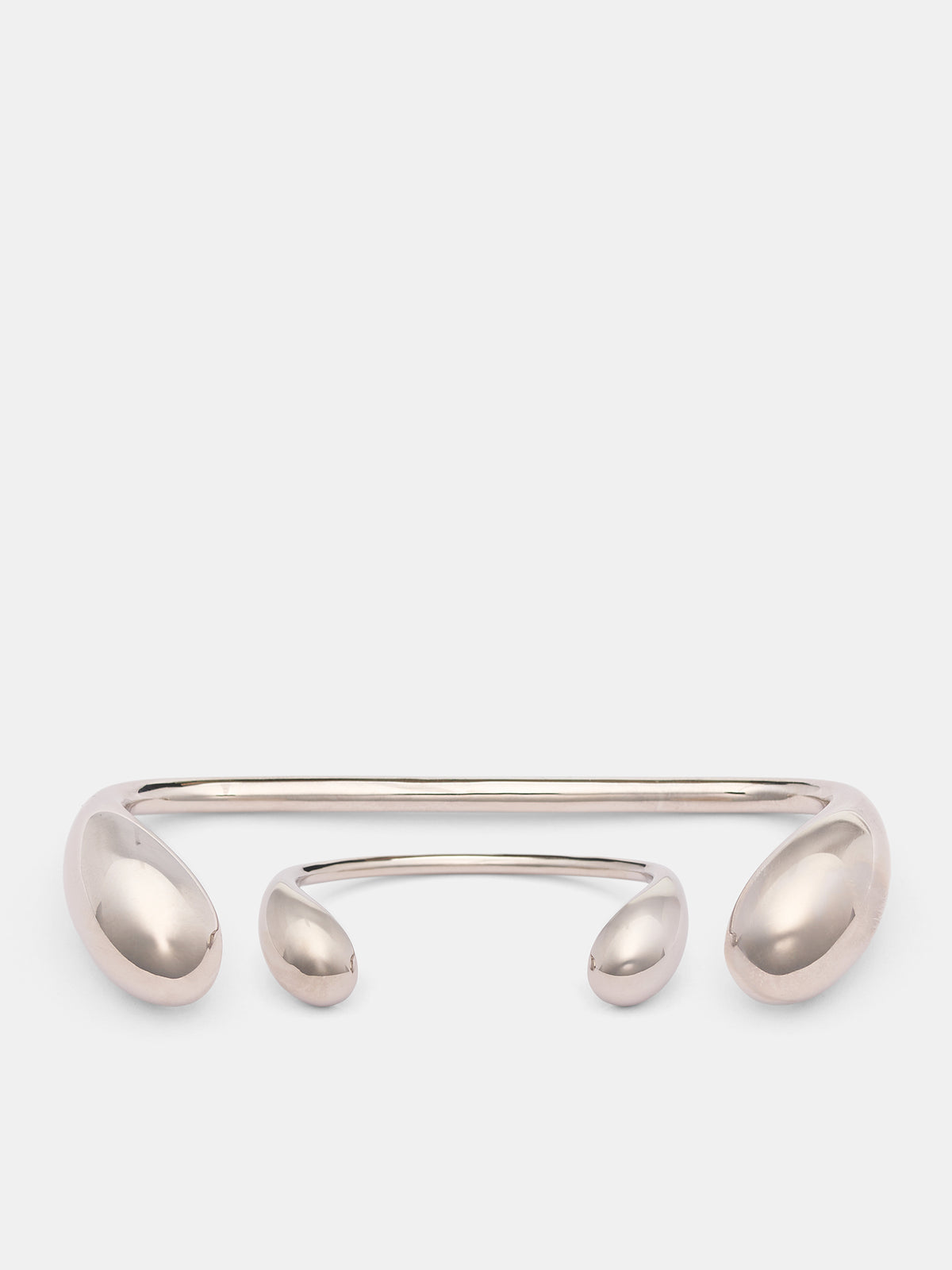 Silver Serti Double Cuff Braclet (SERTI-BRACELET-SET-SILVER)