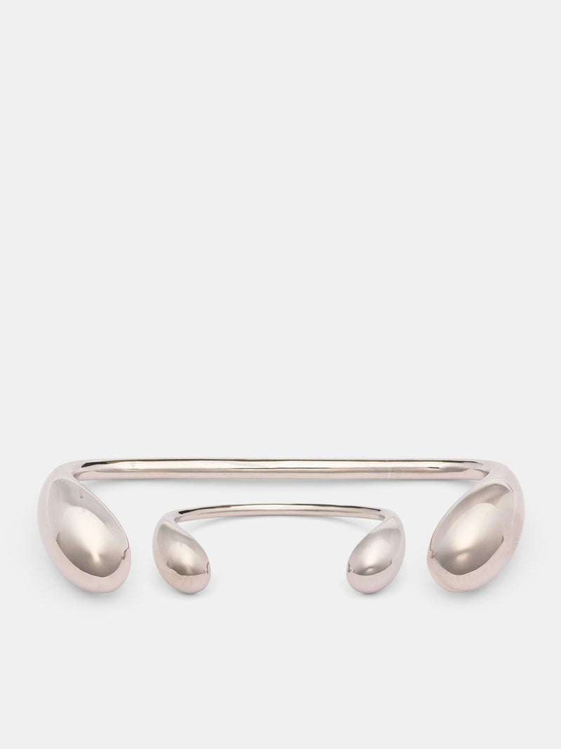 Silver Serti Double Cuff Braclet (SERTI-BRACELET-SET-SILVER)