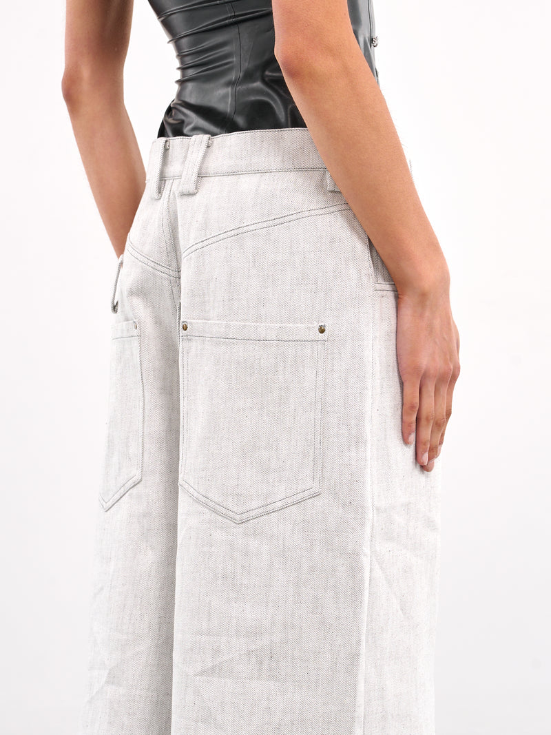 Wide Leg Denim Shorts (SH-01-OFF-WHITE)