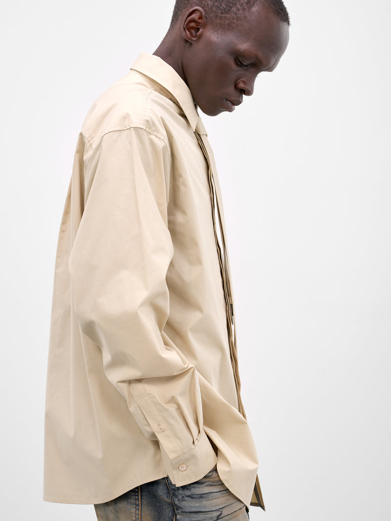 Beige Necktie Button-Up Shirt (SH0-26-140-U-LB-LIGHT-BEIGE)