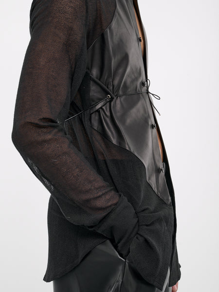 owndaily sheer loose shirt jacket ブラック sheer loose shirt jacket | owndaily