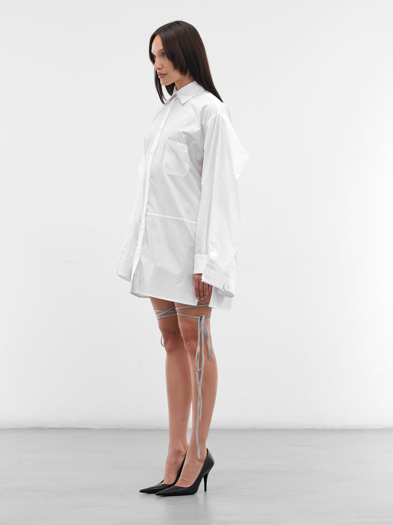 White Sentinel Draped Sleeve Shirt (SH01-W13-111-WHITE)