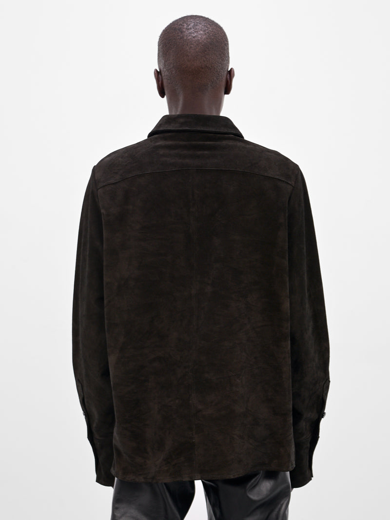Black Suede Lace-Up Shirt (SH010-U-SPLIT-BLACK)