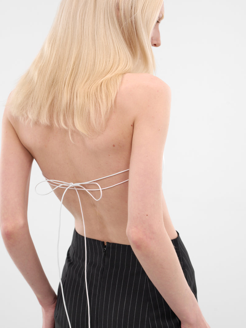 White Cotton Mini Plastron Shirt (SH013-W-CO0001-WHITE)