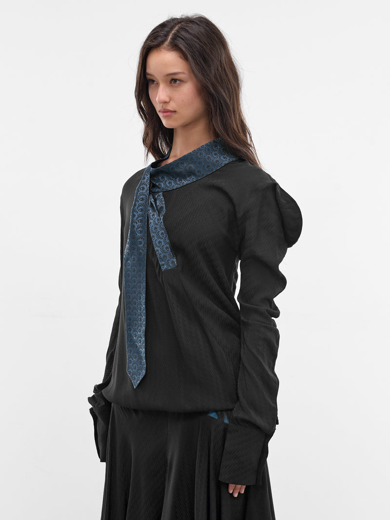 Evelyn Necktie Collar Shirt (SH03-49-NIGHT-BLACK)