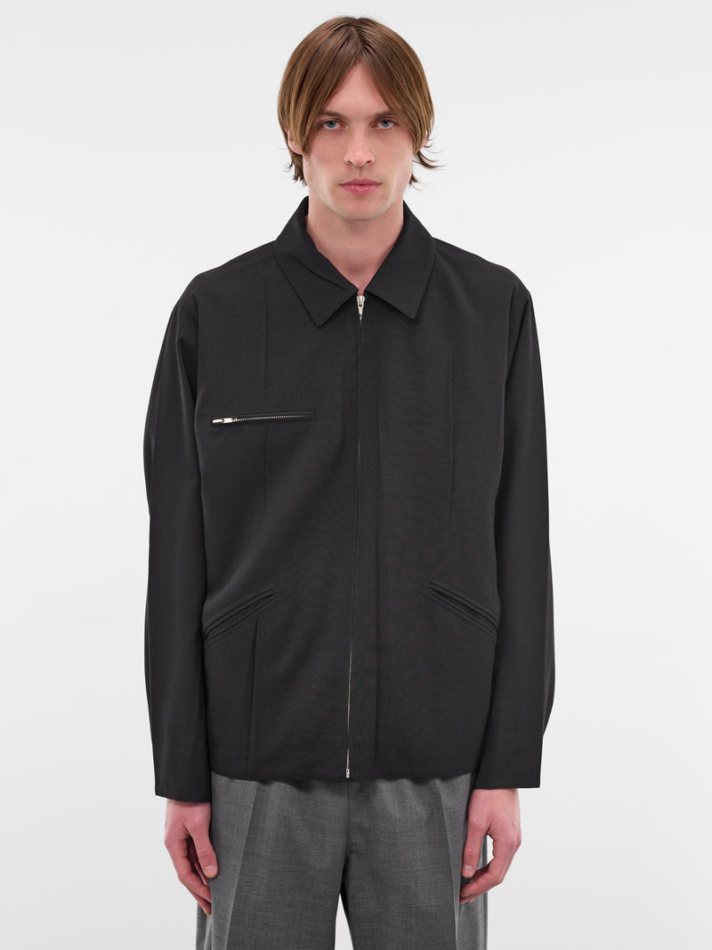Black Wrinkle Pleats Work Jacket (SH0AM0069-M35436-900-BLACK)