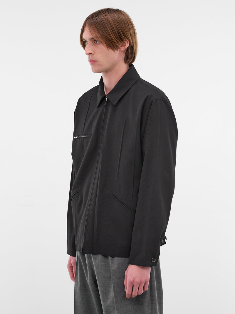 Black Wrinkle Pleats Work Jacket (SH0AM0069-M35436-900-BLACK)