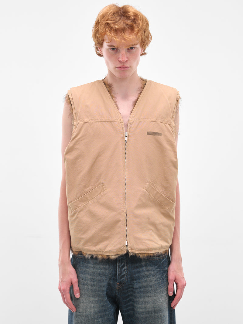 Beige Faux Fur Lined Vest (SH0FB0018-S78548-BEIGE)