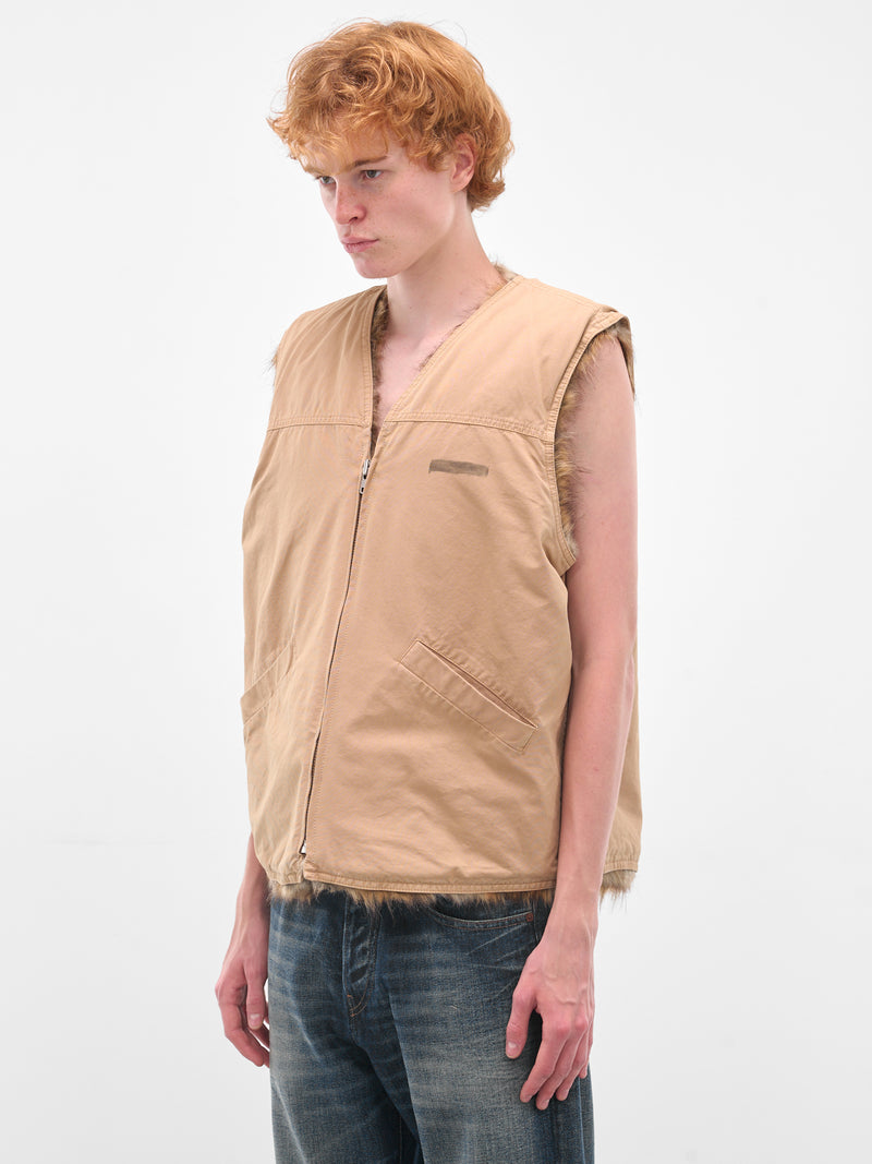 Beige Faux Fur Lined Vest (SH0FB0018-S78548-BEIGE)