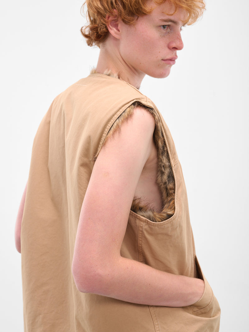 Beige Faux Fur Lined Vest (SH0FB0018-S78548-BEIGE)