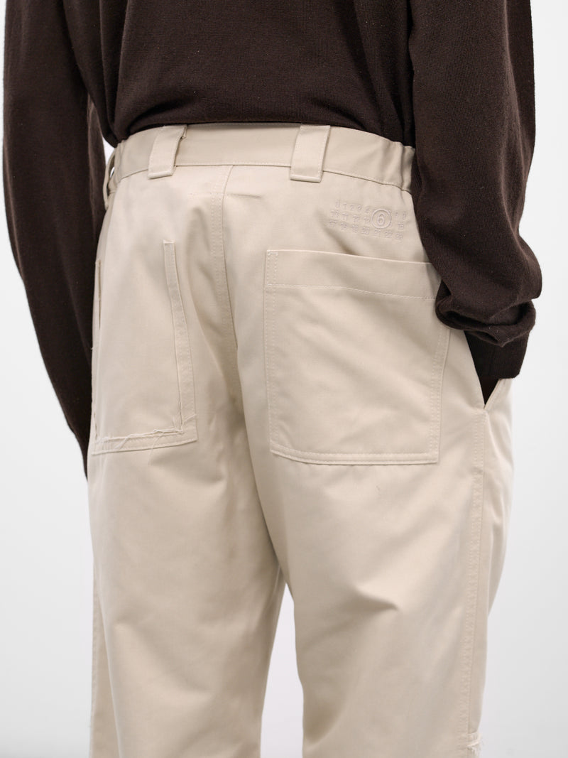 Beige Twill Wide Leg Trousers (SH0KA0044-M35729-BEIGE)