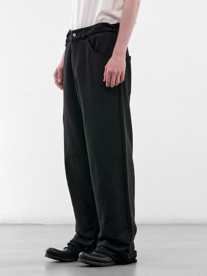 Black Logo Embroidered Cotton Trousers (SH0KA0077-M25025-900-BLACK)