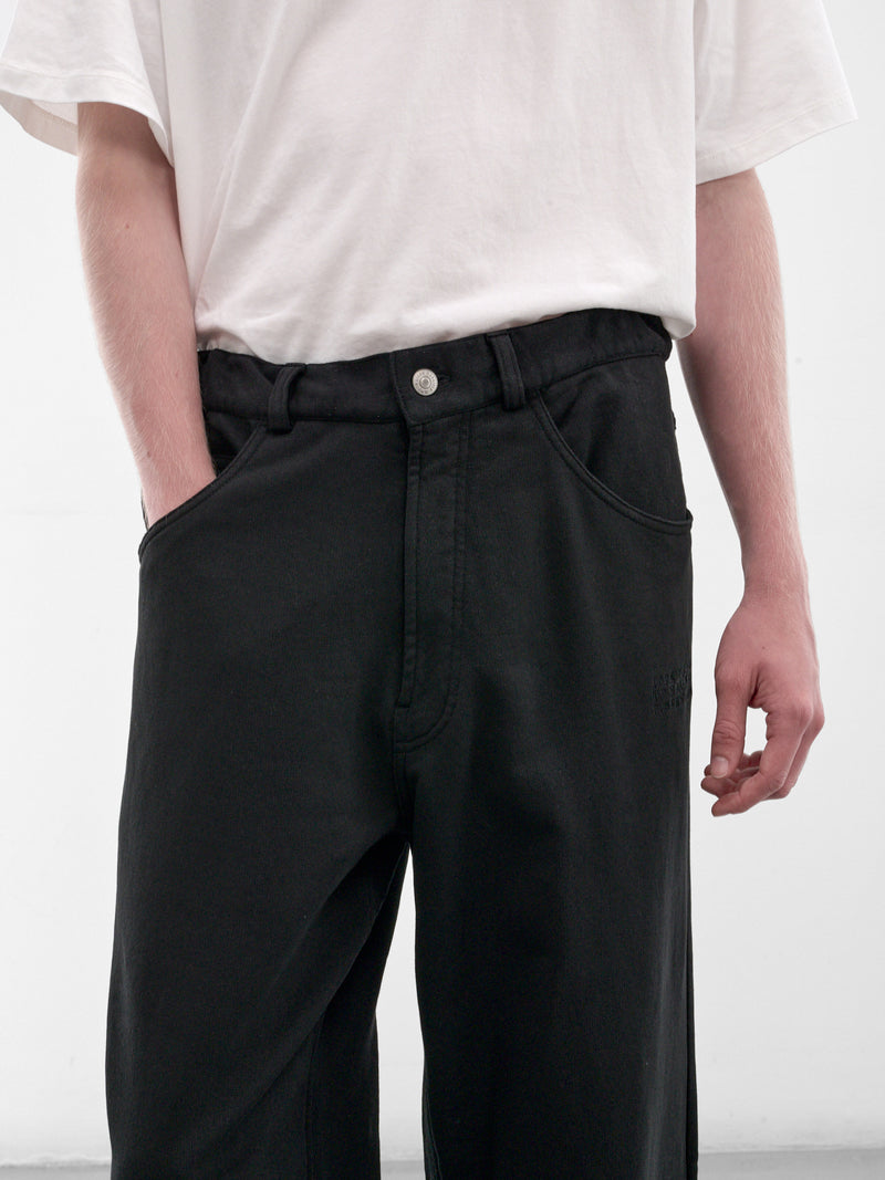 Black Logo Embroidered Cotton Trousers (SH0KA0077-M25025-900-BLACK)