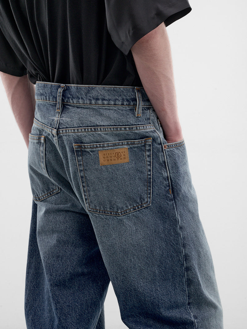Blue Denim Straight Leg Jeans (SH0LA0039-M30058-965-BLUE)