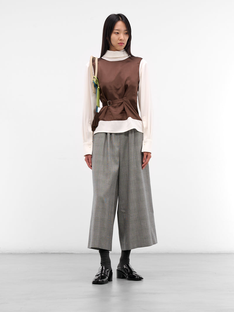 Backwards Layered Waistcoat Shirt (SHI1-MAREK-BROWN-CREAM)