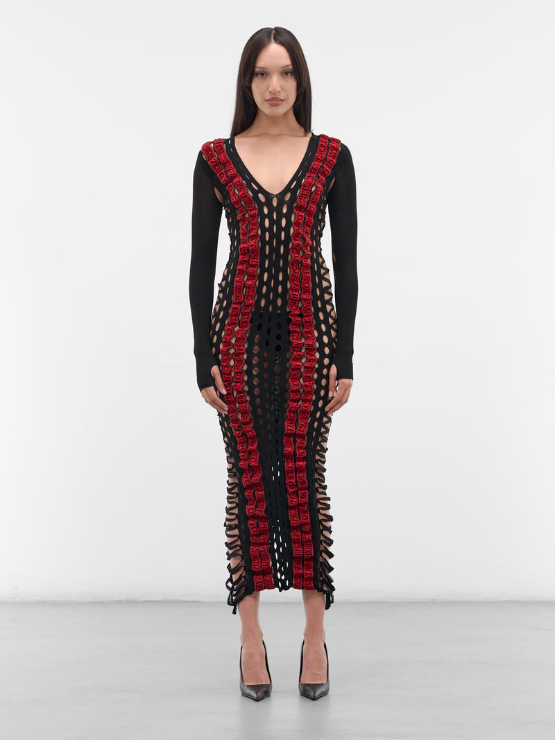 Black Shibari Striped Maxi Dress (SHIBARI-STRIPED-DRESS-AMBER-BL)