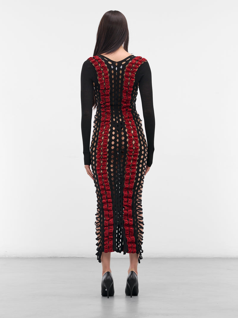 Black Shibari Striped Maxi Dress (SHIBARI-STRIPED-DRESS-AMBER-BL)