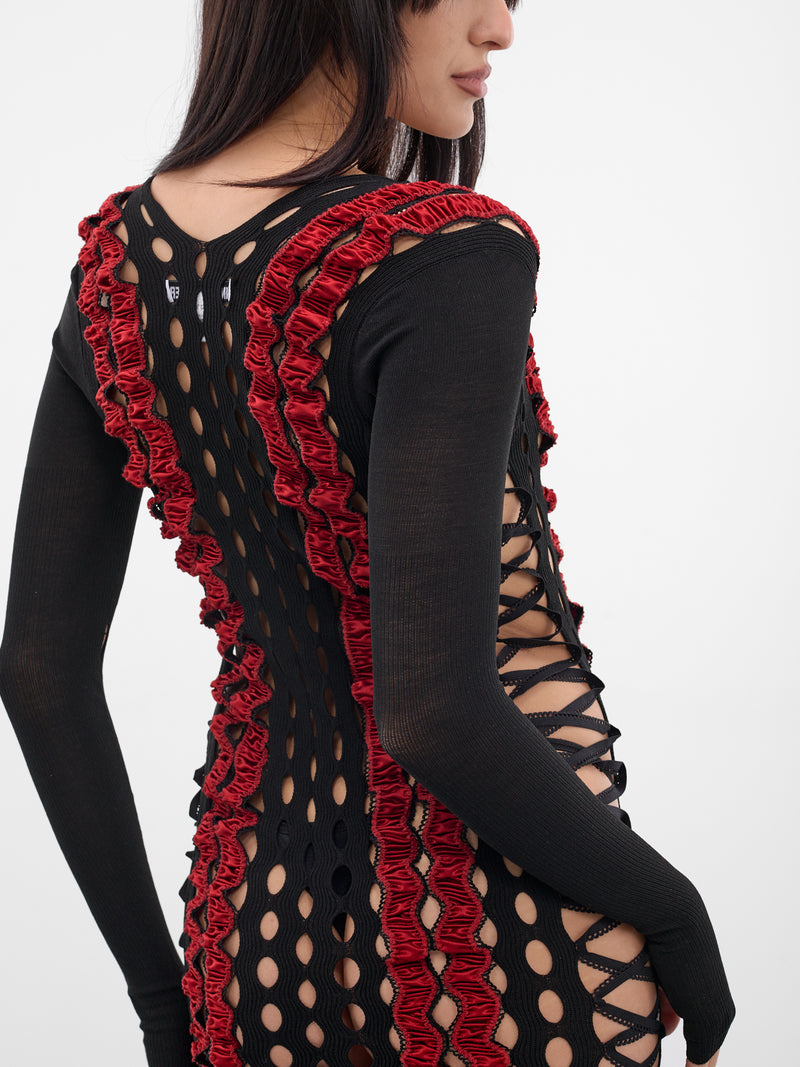 Black Shibari Striped Maxi Dress (SHIBARI-STRIPED-DRESS-AMBER-BL)