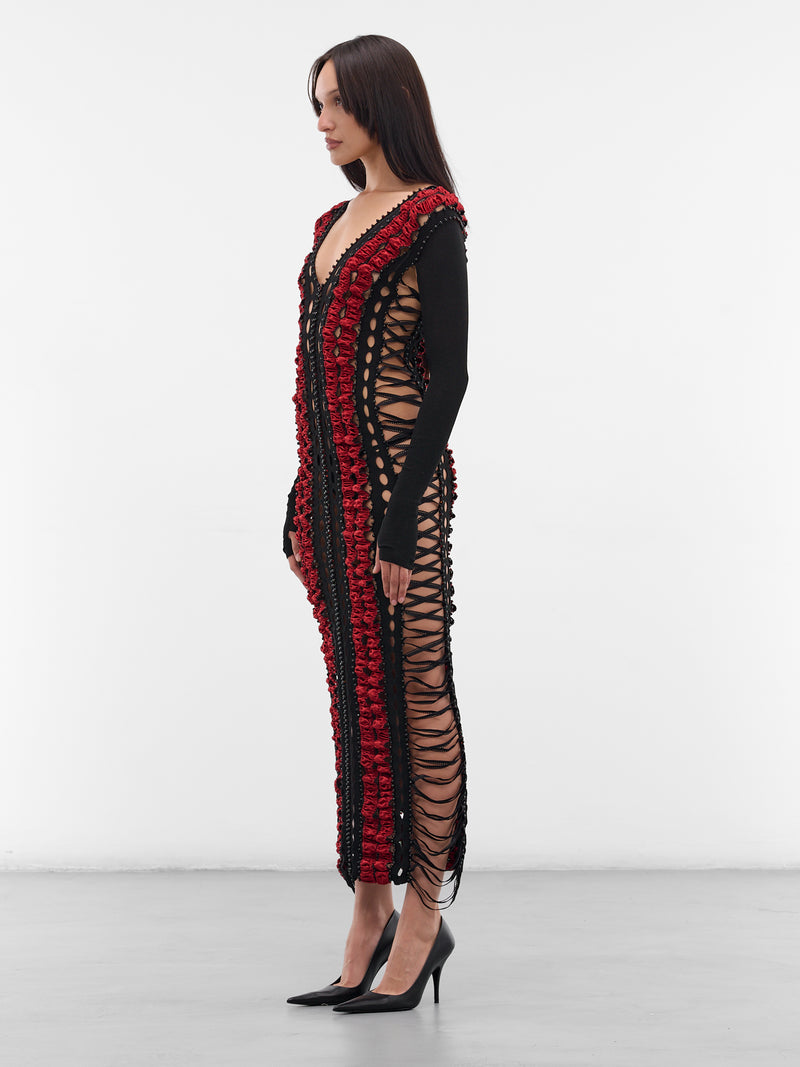 Shibari Striped Beading Maxi Dress (SHIBARI-STRIPED-BEADING-AMBER)