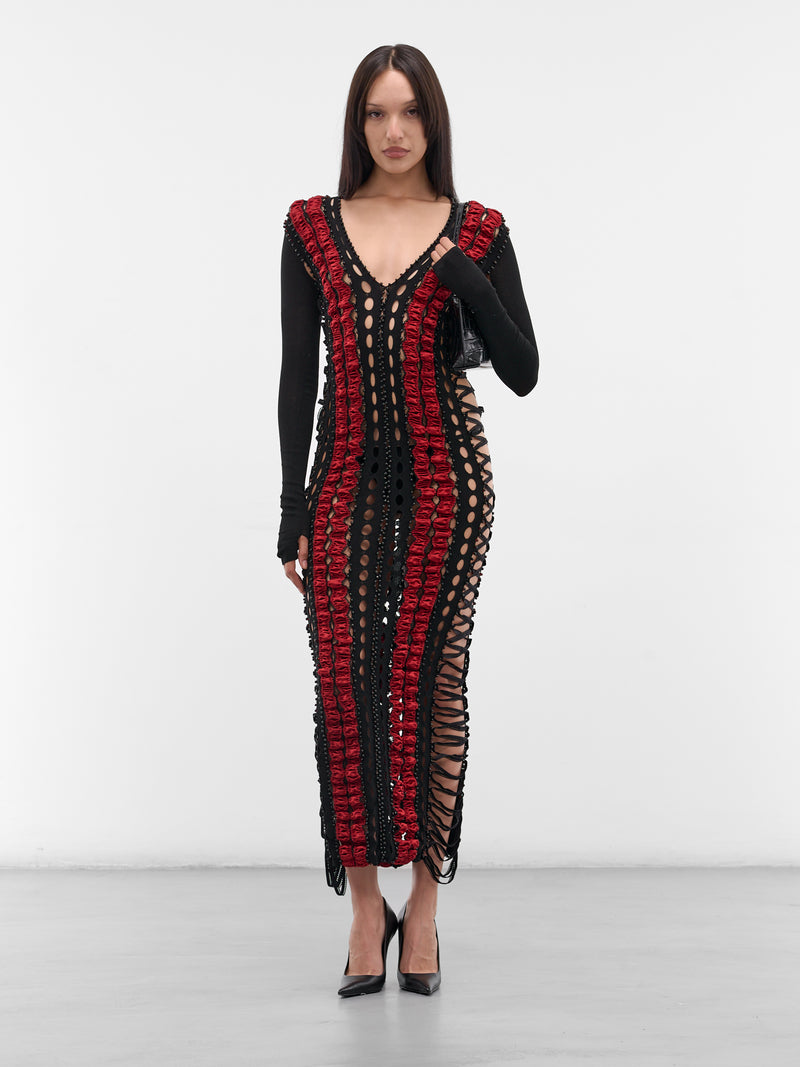 Shibari Striped Beading Maxi Dress (SHIBARI-STRIPED-BEADING-AMBER)