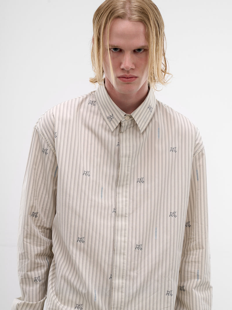 White Lamb & Stripe Pajama Shirt (SHM00541AW00750-LAMB-STRIPES)
