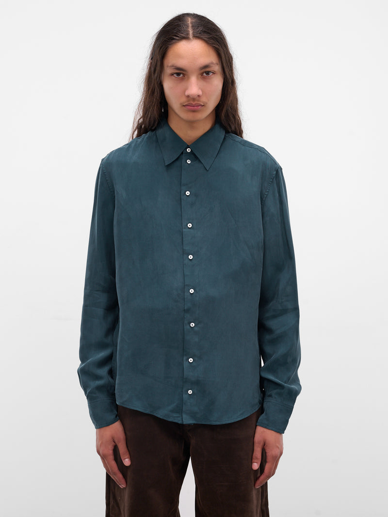 Blue Cupro-Viscose Button-Up Shirt (SHR-101-01-BLUE)