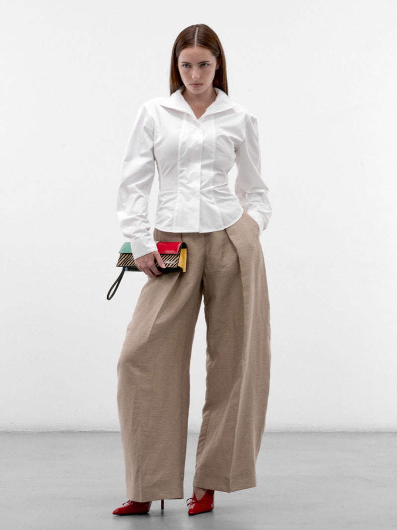 White Cotton Cape Cut-Out Shirt (SHW00575AW00780-WHITE)