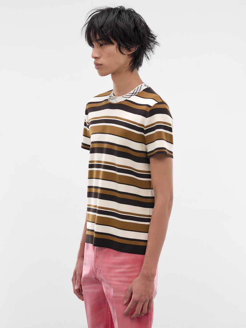 Brown Striped Simeon Tee (SIMEON-BROWN)