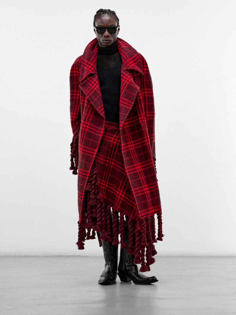 Red Plaid Scarf Wrap Skirt (SK-002-A-RED-SCARF)