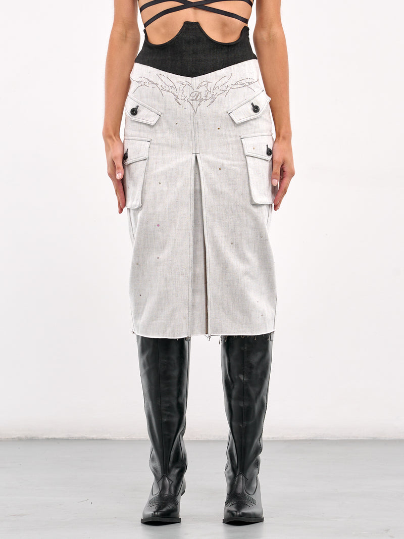 Cargo Midi Pencil Skirt (SK-04WH-OFF-WHITE)