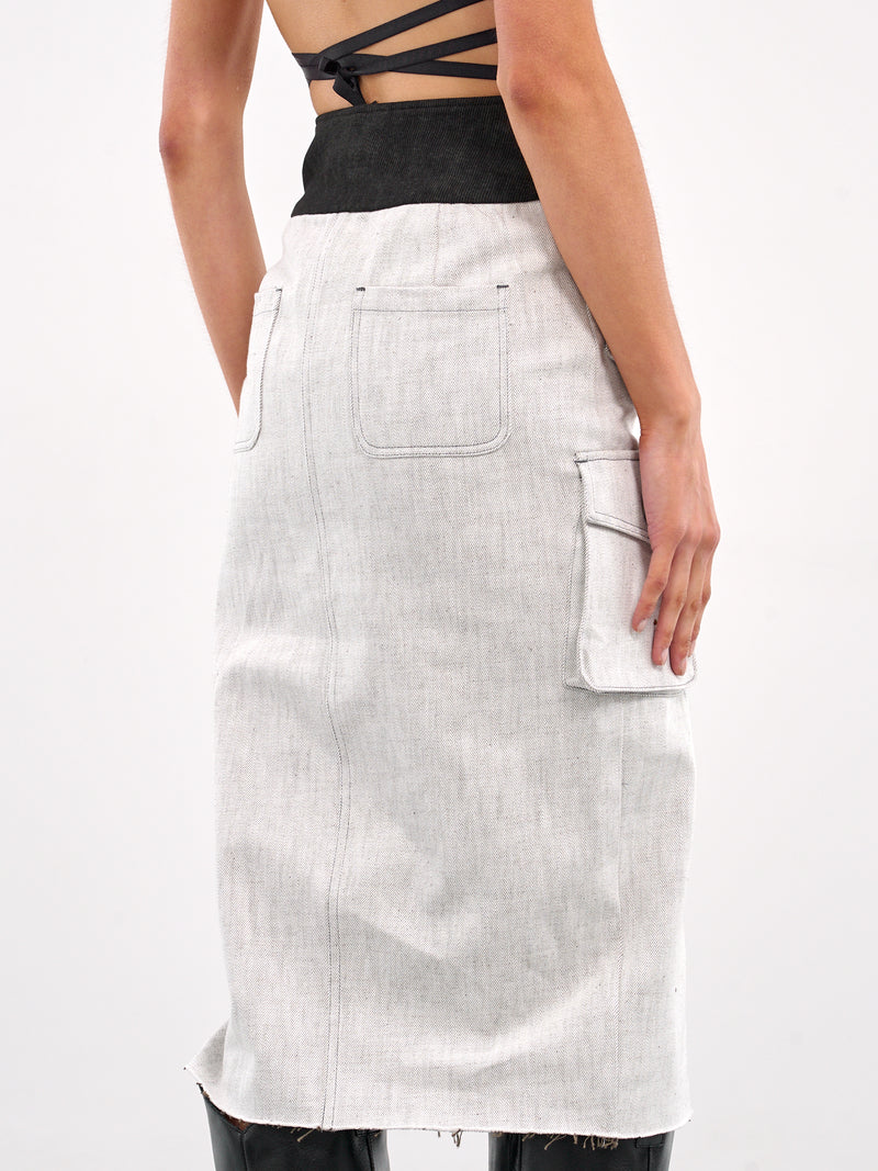 Cargo Midi Pencil Skirt (SK-04WH-OFF-WHITE)