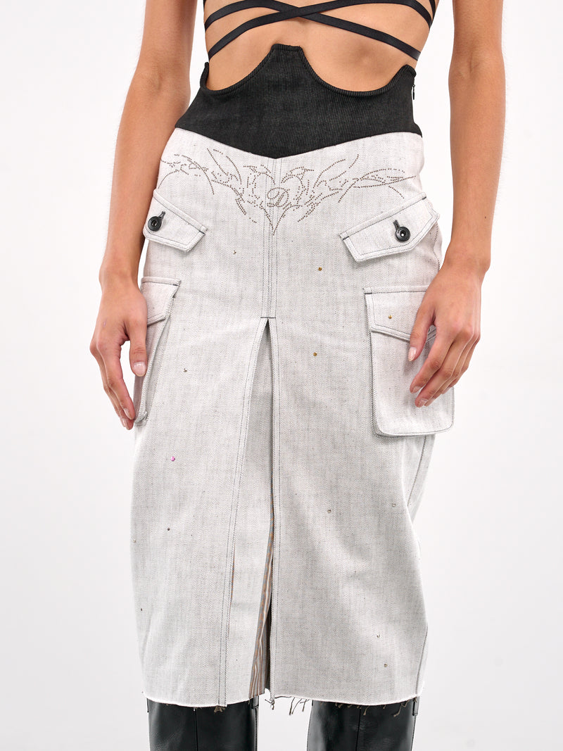 Cargo Midi Pencil Skirt (SK-04WH-OFF-WHITE)