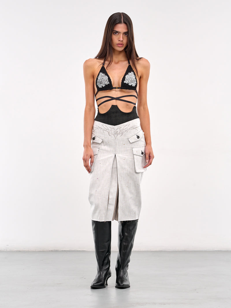 Cargo Midi Pencil Skirt (SK-04WH-OFF-WHITE)