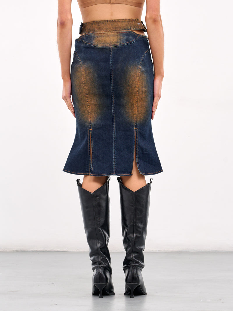 Overlapping Waist Denim Skirt (SK-06DE-DENIM-BLUE)