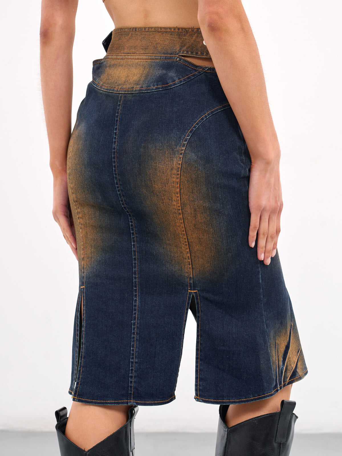 Overlapping Waist Denim Skirt (SK-06DE-DENIM-BLUE)