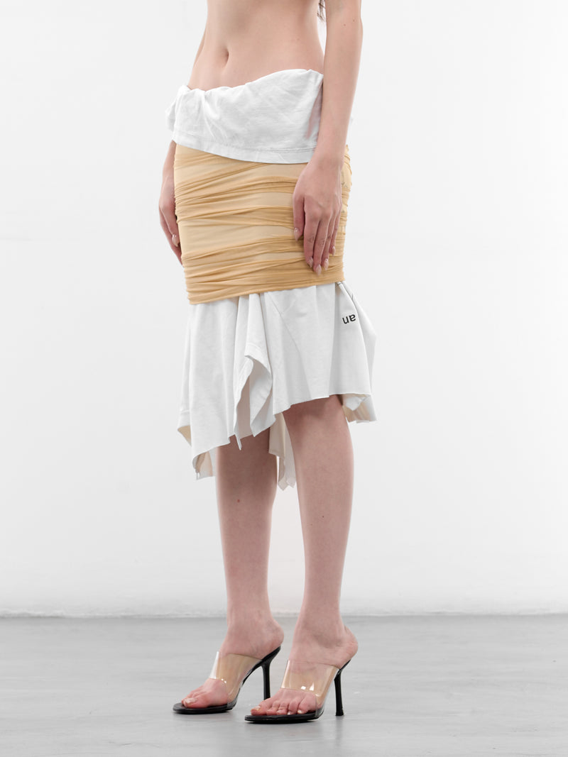 Layered T-Shirt & Mesh Wrap Skirt (SK-TSM-1-WHITE-MESH)