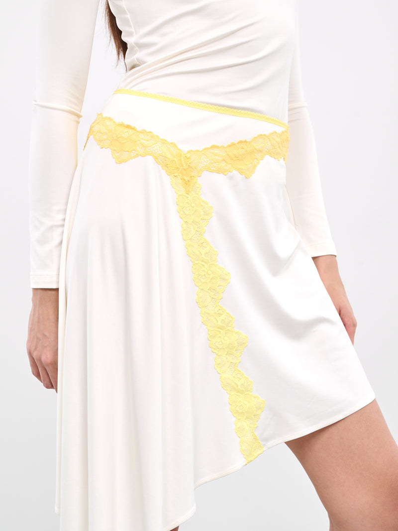 Lace Trim Asymmetric Napkin Skirt (SK003-COCO-MILK)