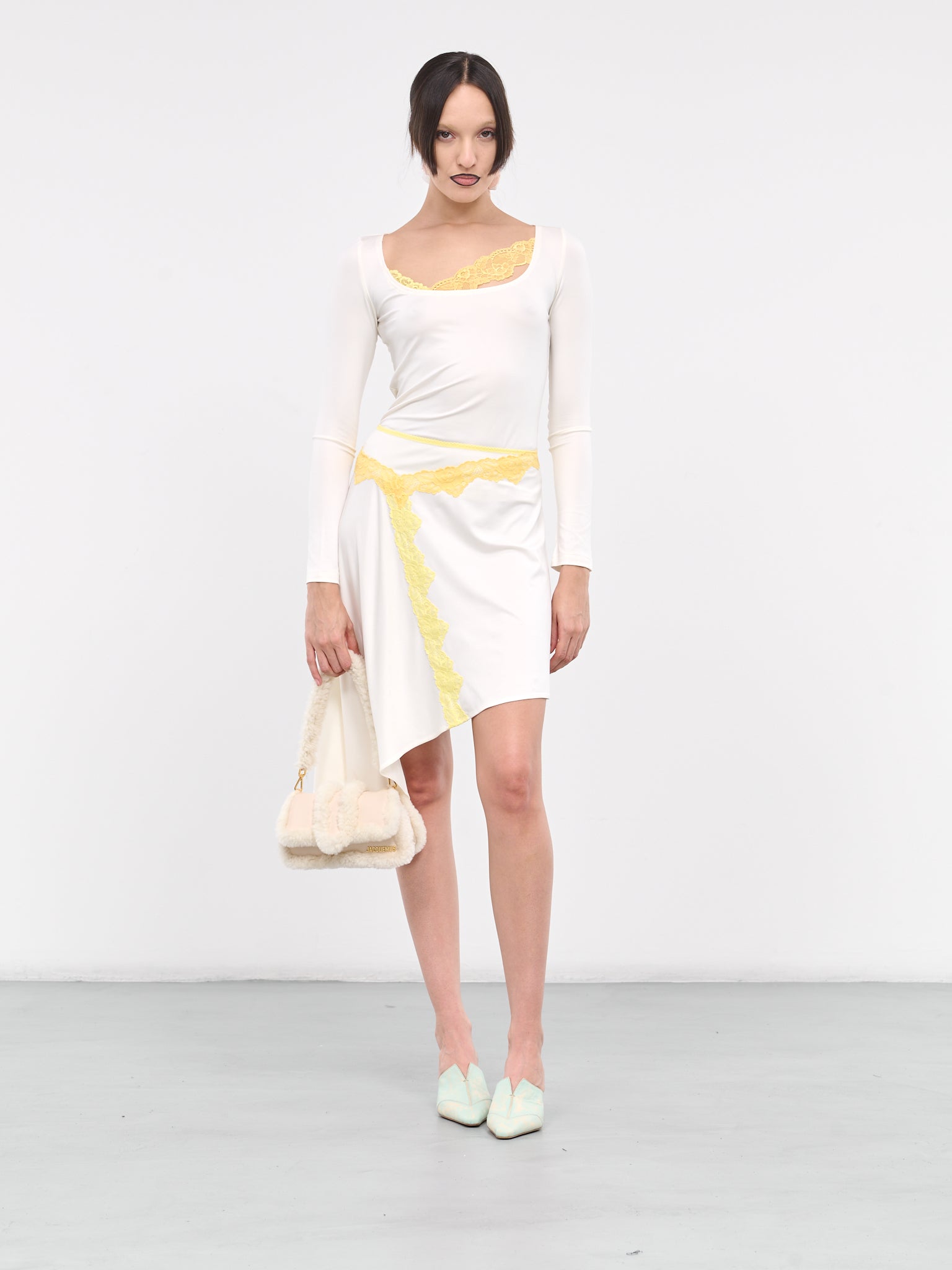 Lace Trim Asymmetric Napkin Skirt (SK003-COCO-MILK)