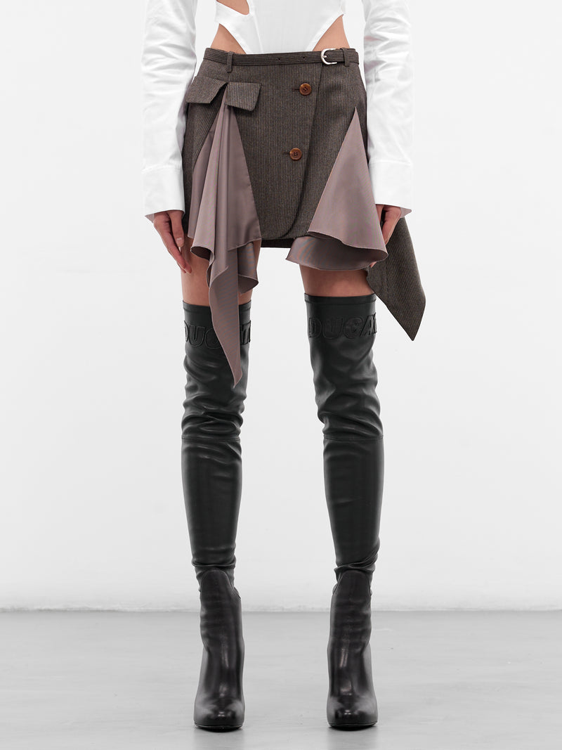 Deconstructed Flared Lining Mini Skirt (SK01-GRAY)