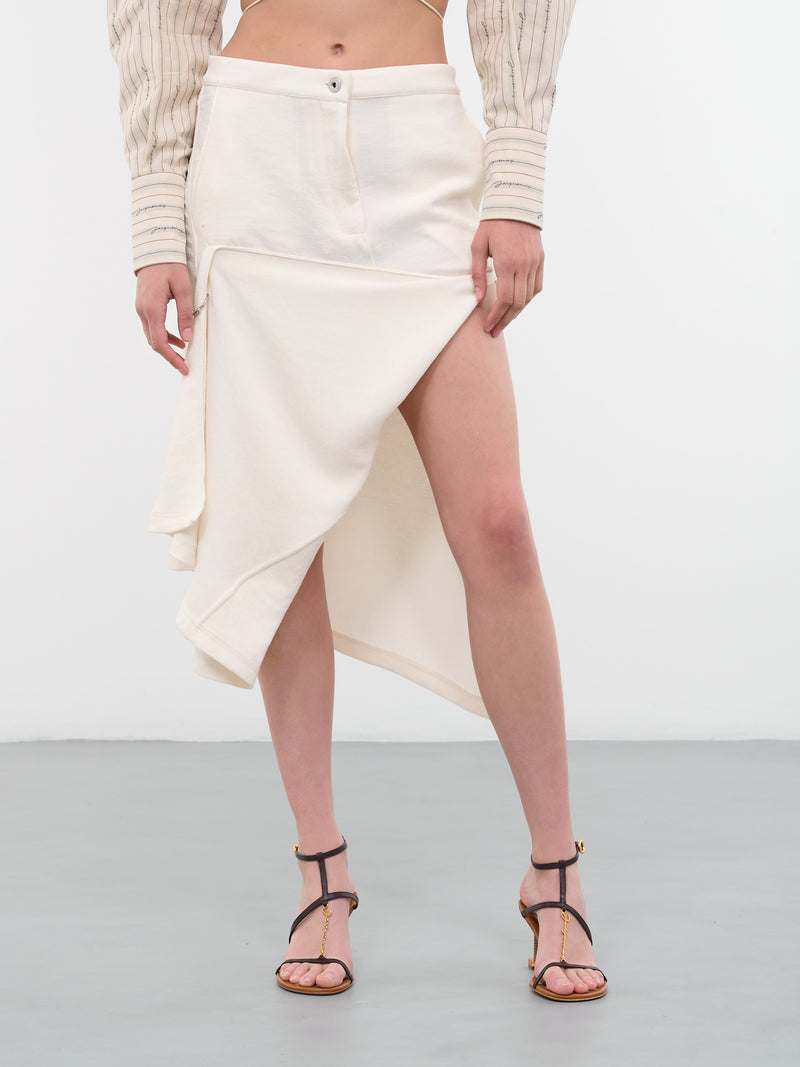 Asymmetric Draped Skirt (SK0134-PG1253-002-OFFWHITE)