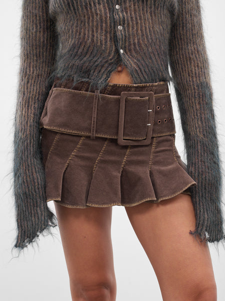 Beige Washed Belted Pleat Skirt (SK01C1GY840-GREIGE-YELLOW)