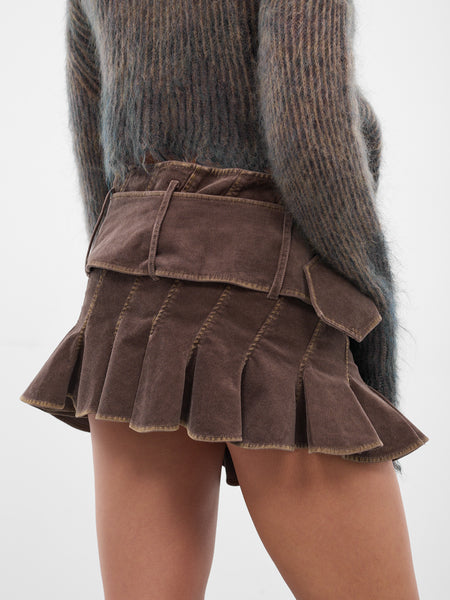 Beige Washed Belted Pleat Skirt (SK01C1GY840-GREIGE-YELLOW)